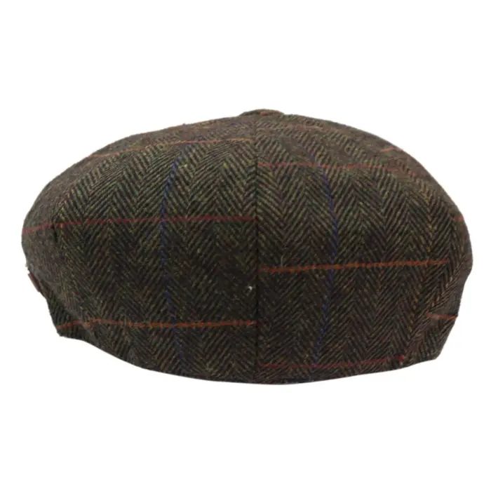 Mens 8 Panel Hat Flat Cap Newsboy Grandad Tweed Check Vintage Peaky Baker Boy - Image 8