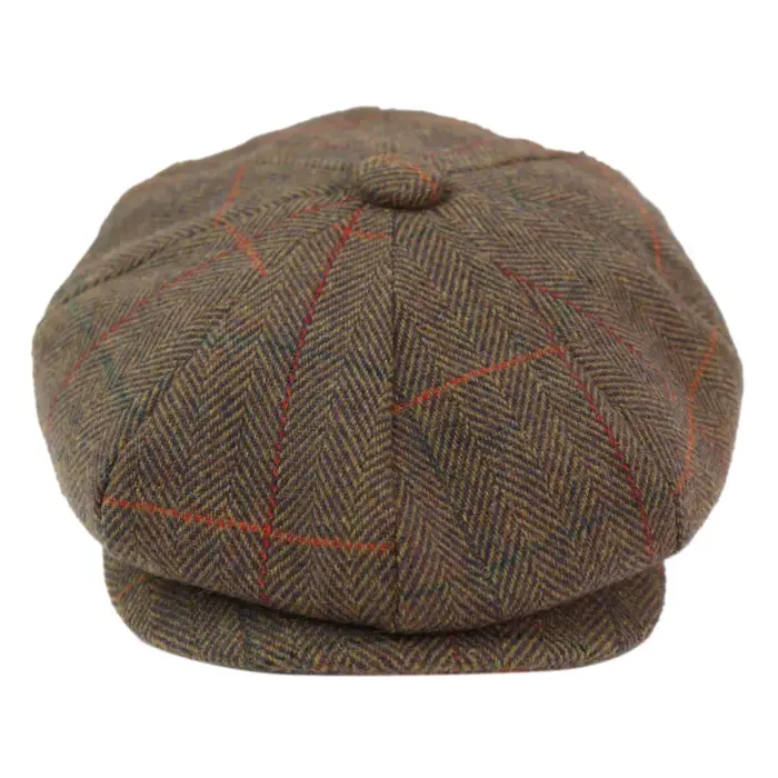 Mens 8 Panel Hat Flat Cap Newsboy Grandad Tweed Check Vintage Peaky Baker Boy - Image 9