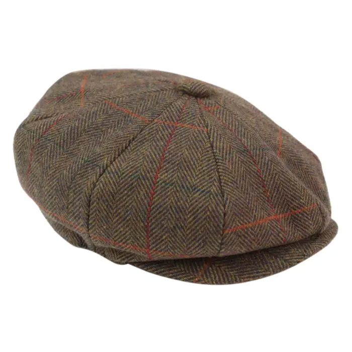Mens 8 Panel Hat Flat Cap Newsboy Grandad Tweed Check Vintage Peaky Baker Boy - Image 10