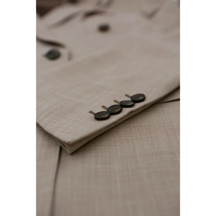 Men's Blazer Beige Sport Coat Tailored Fit Summer Suit Jacket - Image 3