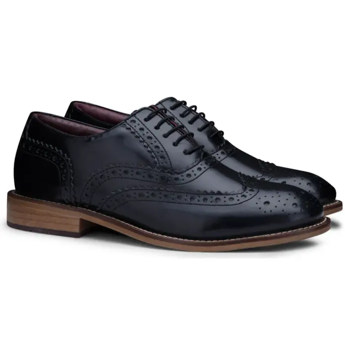Kids Childrens Boys Real Leather Brogues Laced Smart Formal Vintage Classic Peaky - Image 2
