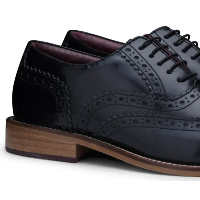Kids Childrens Boys Real Leather Brogues Laced Smart Formal Vintage Classic Peaky - Image 6