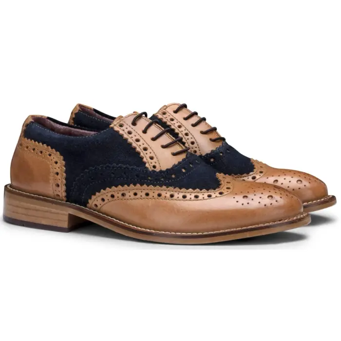 Kids Childrens Boys Real Leather Brogues Laced Smart Formal Vintage Classic Peaky - Image 12