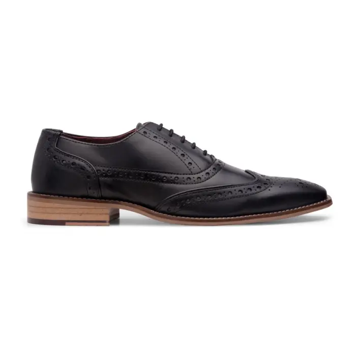 Mens Laced Brogues Shoes Classic Tailoring Black Tan Brown Vintage Formal Smart - Image 1