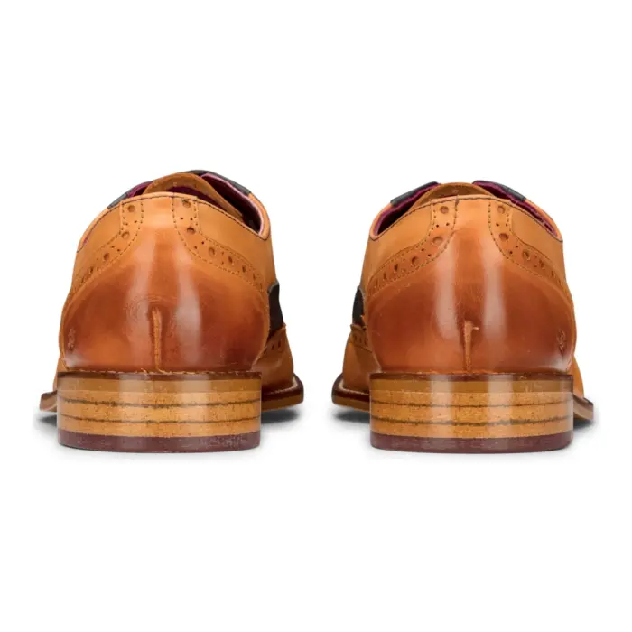 Mens Tan Navy Brown Red Brogue Shoes Laced Classic Vintage Formal Real Leather - Image 7