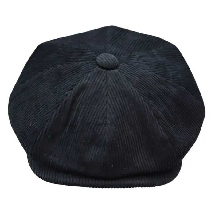 Mens 8 Panel Razor Baker Boy Hat Corduroy Blinders Newsboy Flat Caps Black Classic - Image 1