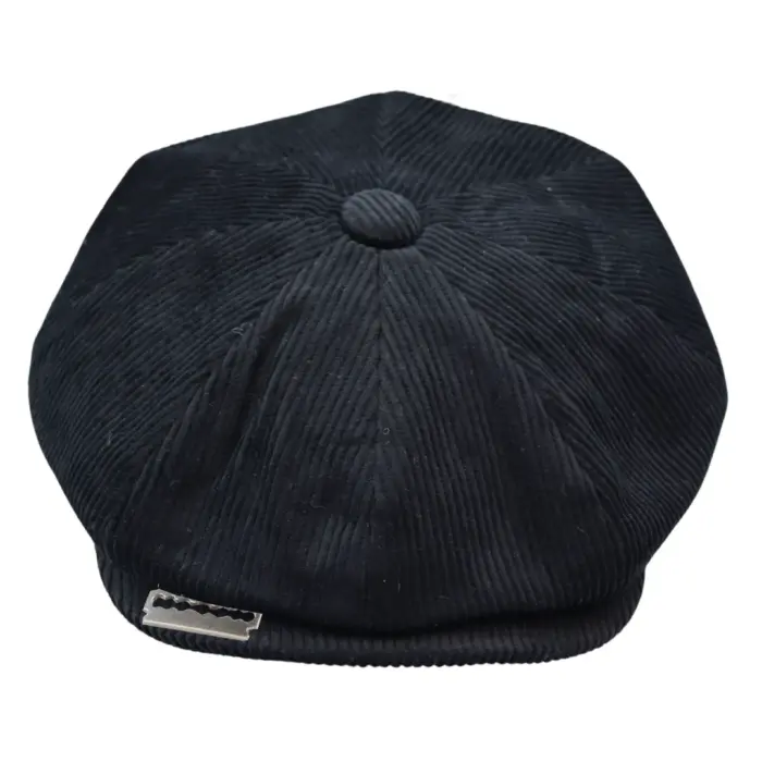 Mens 8 Panel Razor Baker Boy Hat Corduroy Blinders Newsboy Flat Caps Black Classic - Image 5