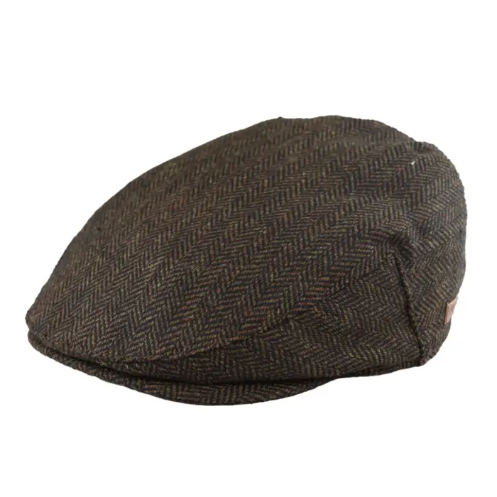 Mens Flat Cap Wool Herringbone Tweed Vintage Classic 1920s Unisex Del Boy - Image 1