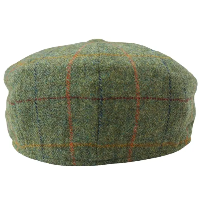 Mens 8 Panel Razor Baker Boy Hat Wool Tweed Blinders Newsboy Flat Cap Green Check - Image 3