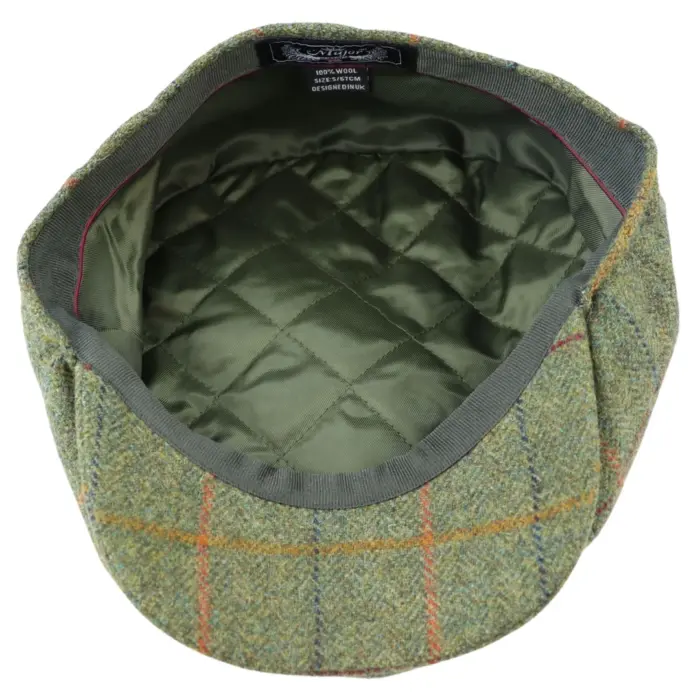 Mens 8 Panel Razor Baker Boy Hat Wool Tweed Blinders Newsboy Flat Cap Green Check - Image 4