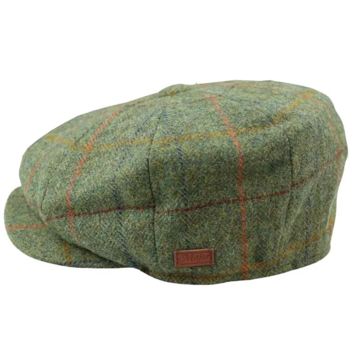 Mens 8 Panel Razor Baker Boy Hat Wool Tweed Blinders Newsboy Flat Cap Green Check - Image 6