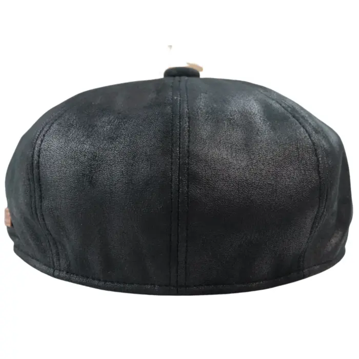 Mens 8 Panel Razor Baker Boy Hat PU Leather Blinders Newsboy Flat Cap Black Brown - Image 3