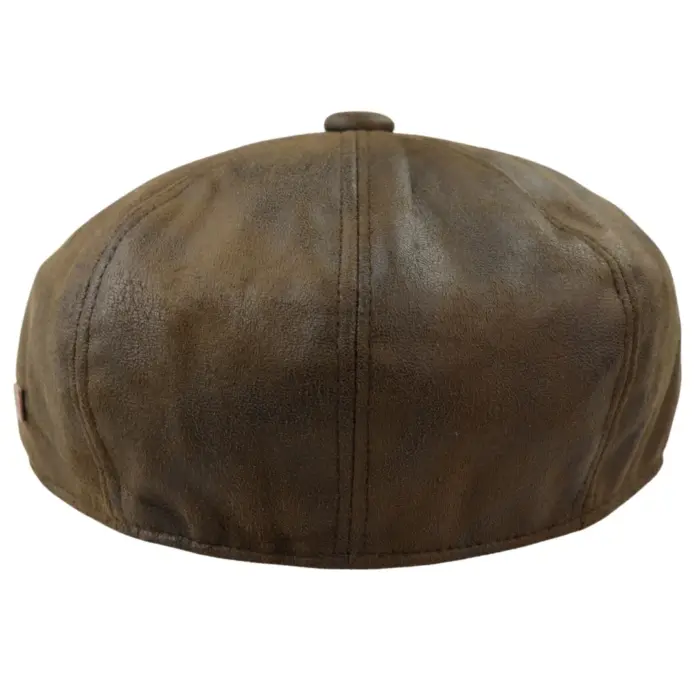 Mens 8 Panel Razor Baker Boy Hat PU Leather Blinders Newsboy Flat Cap Black Brown - Image 12