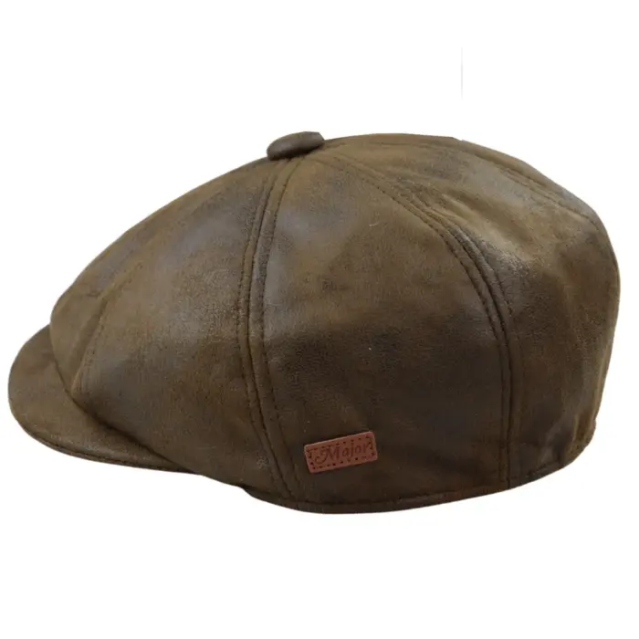 Mens 8 Panel Razor Baker Boy Hat PU Leather Blinders Newsboy Flat Cap Black Brown - Image 15