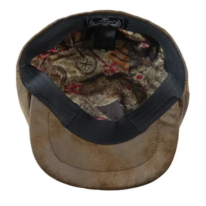 Mens 8 Panel Razor Baker Boy Hat PU Leather Blinders Newsboy Flat Cap Black Brown - Image 17