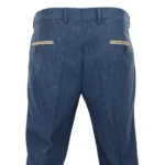 Mens Blue Trousers Herringbone Tweed Check Vintage Tailored Fit Suit - Image 3