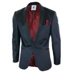 Mens Marc Darcy Velvet Paisley Black Fit Blazer Tuxedo Dinner Jacket Smart Casual