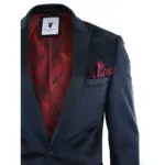 Mens Marc Darcy Velvet Paisley Black Fit Blazer Tuxedo Dinner Jacket Smart Casual - Image 4
