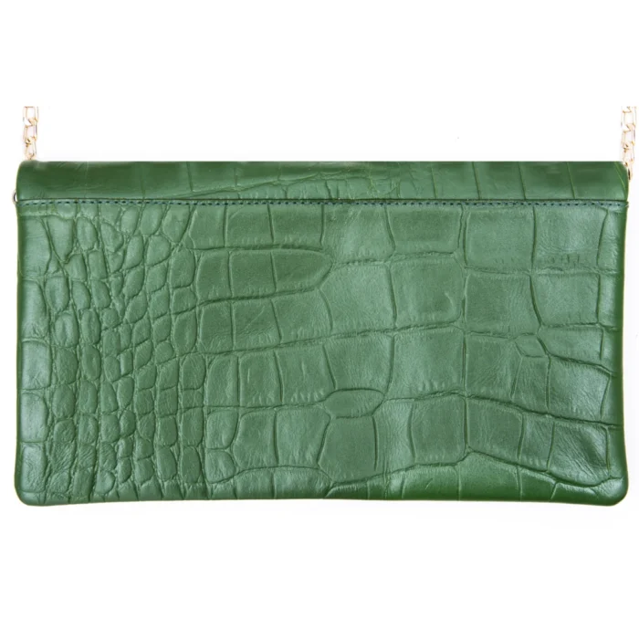 Womens Real Leather Patent Clutch Shoulder Bag Metal Chain Cross Body Textured - Image 11