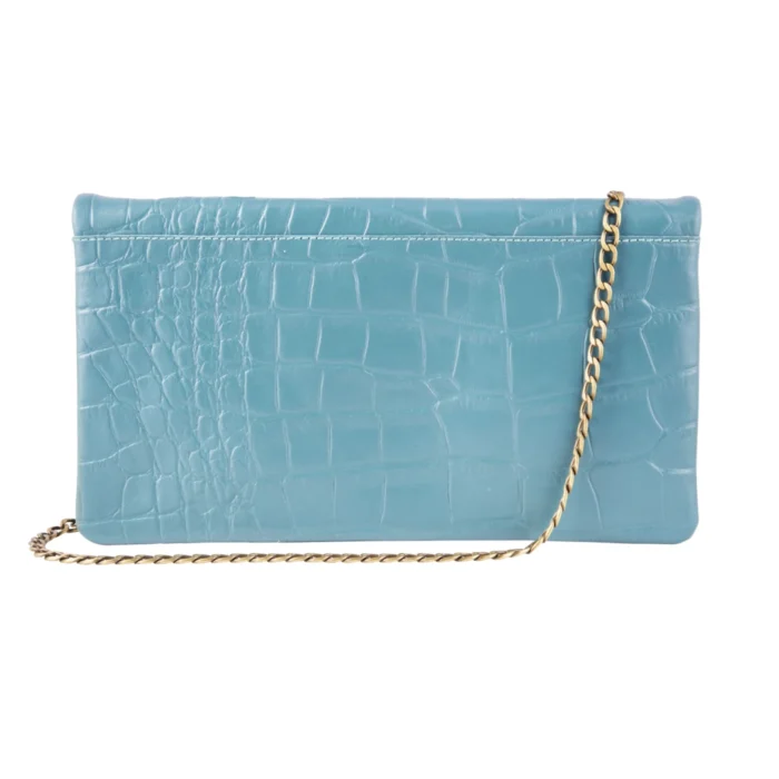 Womens Real Leather Patent Clutch Shoulder Bag Metal Chain Cross Body Textured - Image 18