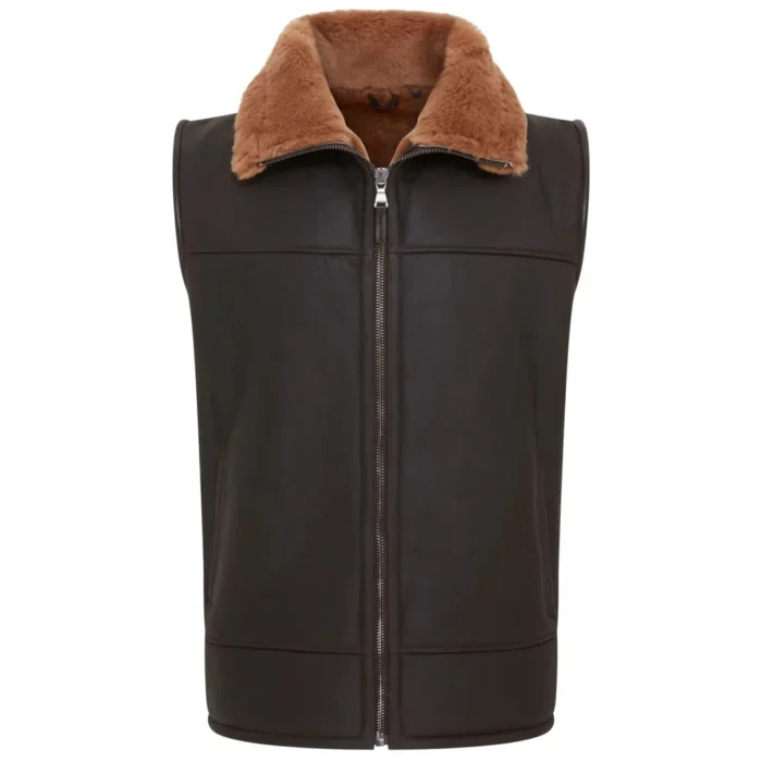 Men's Aviator Shearling Sheepskin Gilet - Image 2