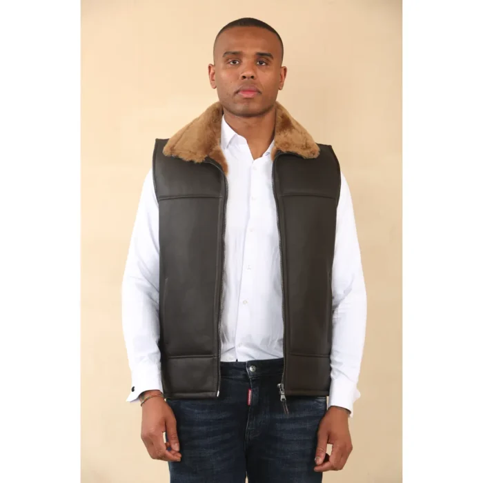 Men's Aviator Shearling Sheepskin Gilet - Image 3