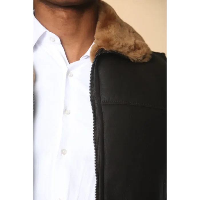 Men's Aviator Shearling Sheepskin Gilet - Image 5