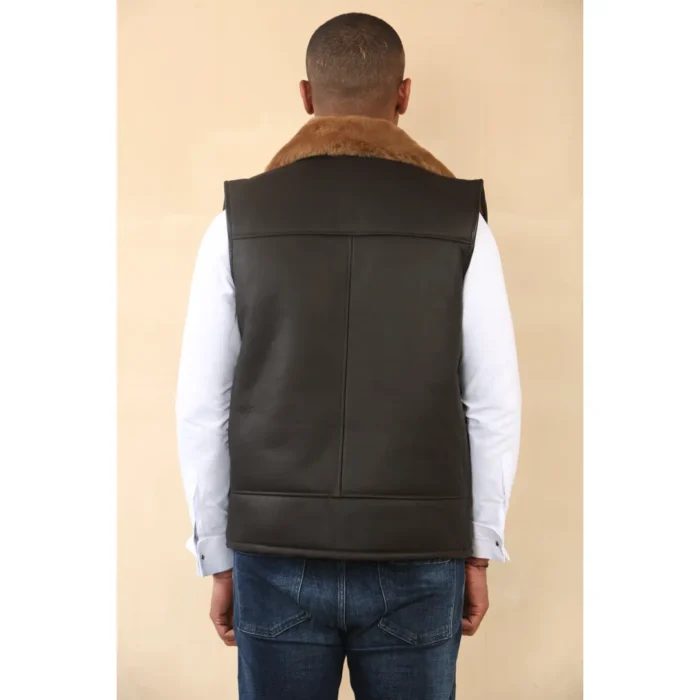 Men's Aviator Shearling Sheepskin Gilet - Image 7