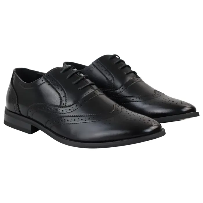 Men's Black Oxfords Shoes Brogues Derbys Formal Dress Shoe - Image 1