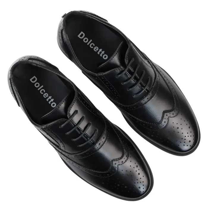 Men's Black Oxfords Shoes Brogues Derbys Formal Dress Shoe - Image 2