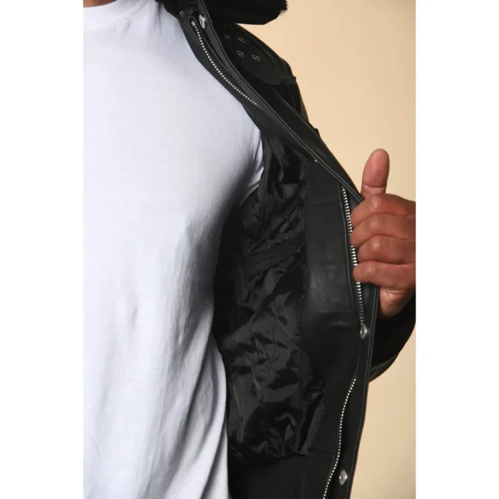 Men's Black Cowhide Aviator Bomber Leather Jacket - Image 5