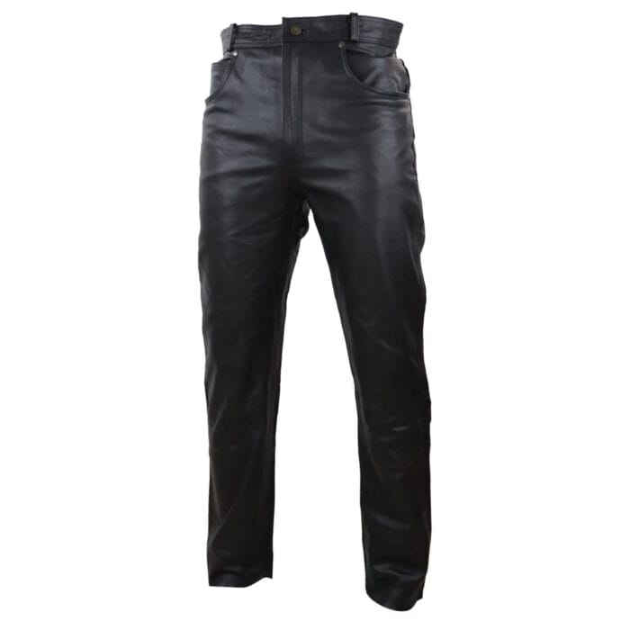 Mens Real Leather Jeans Hide Trousers Biker Racing Classic - Image 2