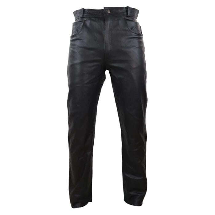 Mens Real Leather Jeans Hide Trousers Biker Racing Classic - Image 1