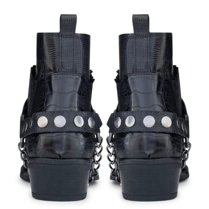 Mens Real Leather Cowboy Riding Ankle Boots Chain Western Heel Dancing - Image 3