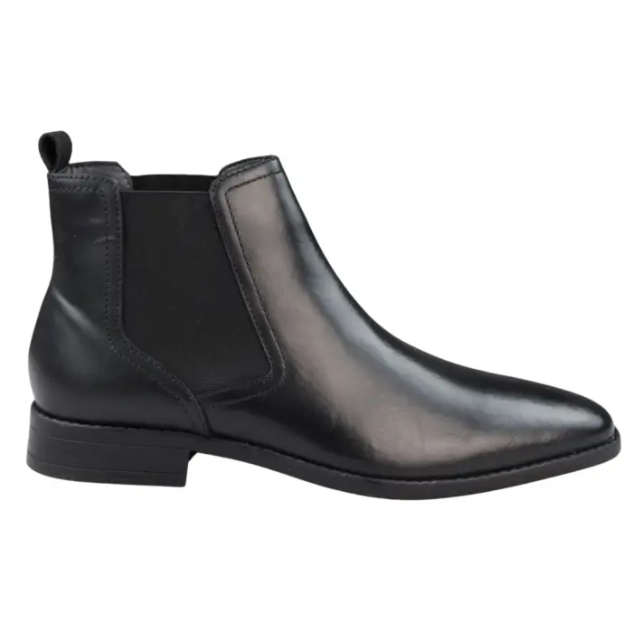 Mens Black Slip On Chelsea Boots Real Leather Smart Casual - Image 1