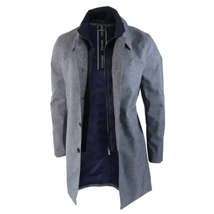 Mens Smart Casual Brando Mac Overcoat Jacket High Collar Zip Button 3/4 - Image 3