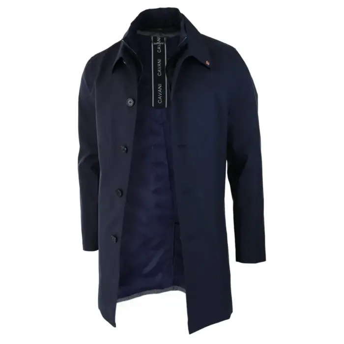 Mens Smart Casual Brando Mac Overcoat Jacket High Collar Zip Button 3/4 - Image 6