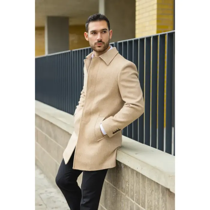 Men's Overcoat Classic Collar Wool Blend Classic Trench Coat Winter Jacket - Image 2