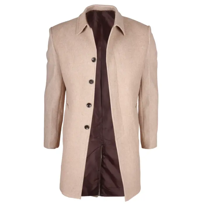 Men's Overcoat Classic Collar Wool Blend Classic Trench Coat Winter Jacket - Image 7