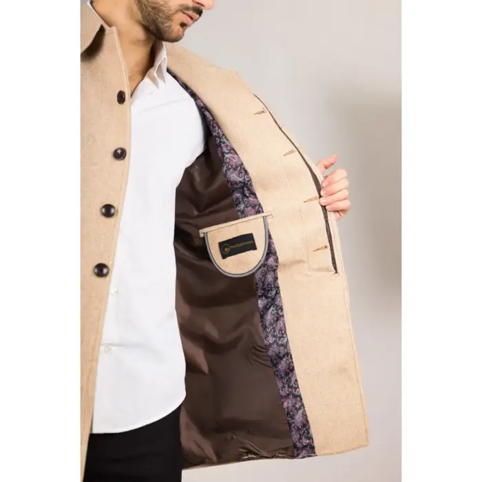 Men's Overcoat Classic Collar Wool Blend Classic Trench Coat Winter Jacket - Image 4
