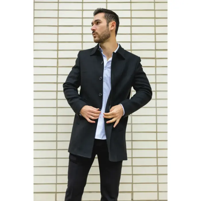 Men's Overcoat Classic Collar Wool Blend Classic Trench Coat Winter Jacket - Image 14