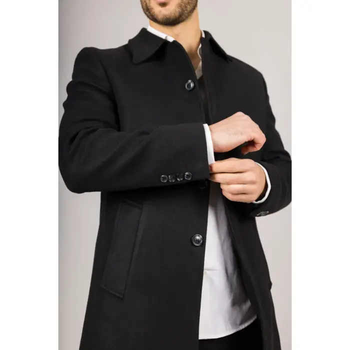 Men's Overcoat Classic Collar Wool Blend Classic Trench Coat Winter Jacket - Image 11