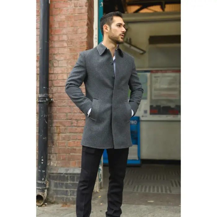 Men's Overcoat Classic Collar Wool Blend Classic Trench Coat Winter Jacket - Image 20