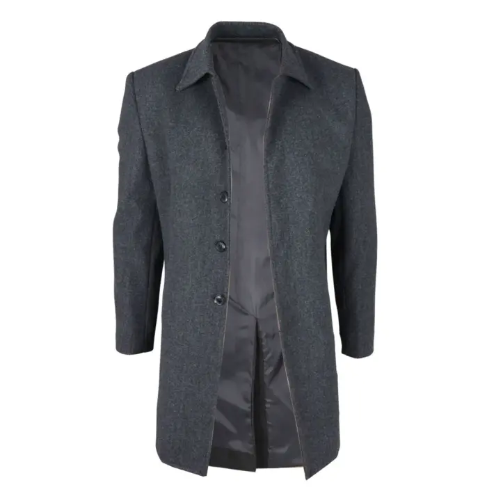 Men's Overcoat Classic Collar Wool Blend Classic Trench Coat Winter Jacket - Image 19