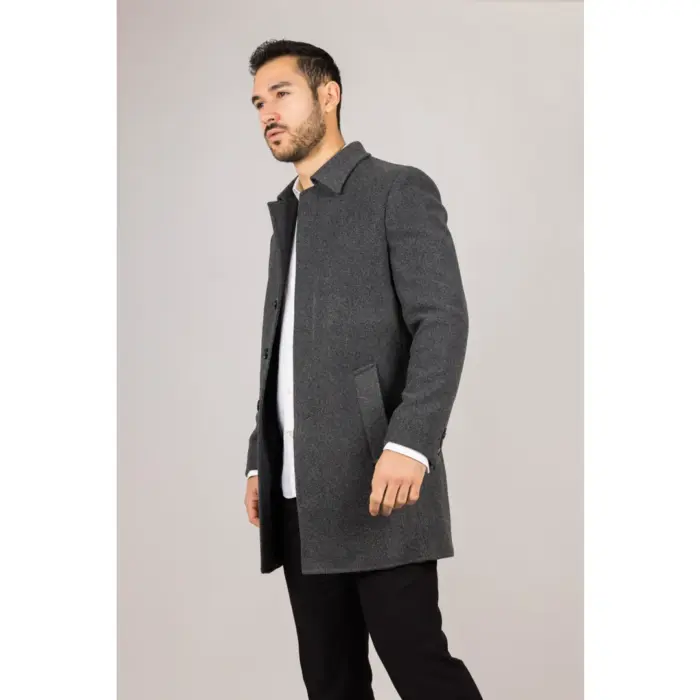 Men's Overcoat Classic Collar Wool Blend Classic Trench Coat Winter Jacket - Image 18