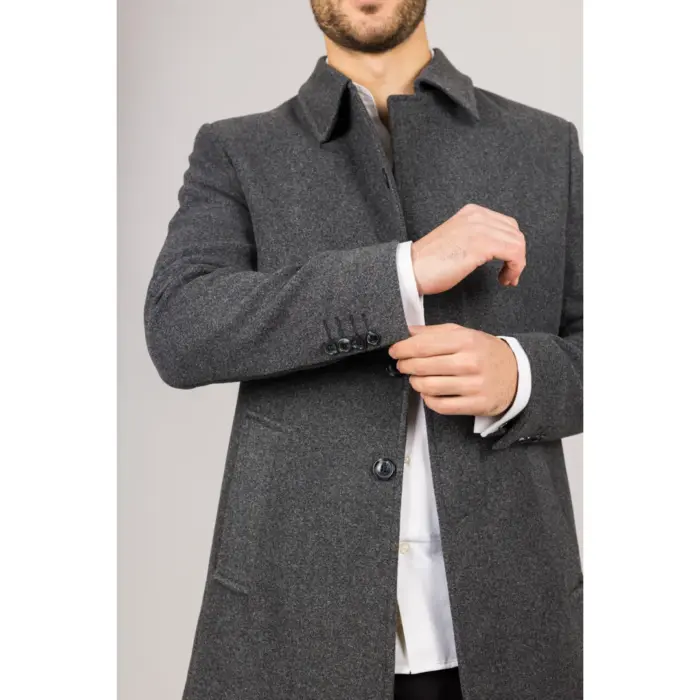 Men's Overcoat Classic Collar Wool Blend Classic Trench Coat Winter Jacket - Image 17