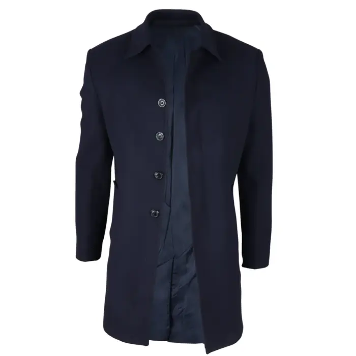 Men's Overcoat Classic Collar Wool Blend Classic Trench Coat Winter Jacket - Image 27