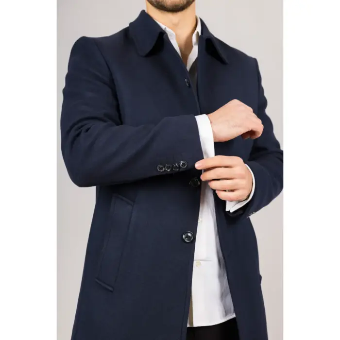 Men's Overcoat Classic Collar Wool Blend Classic Trench Coat Winter Jacket - Image 25