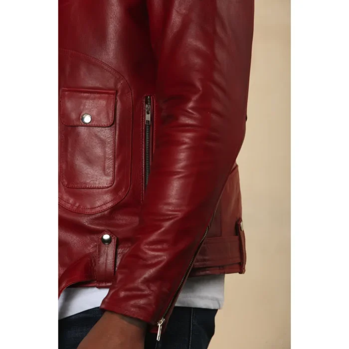 Men's Cow Hide Biker Brando Cross Zip Leather Jacket - Image 19