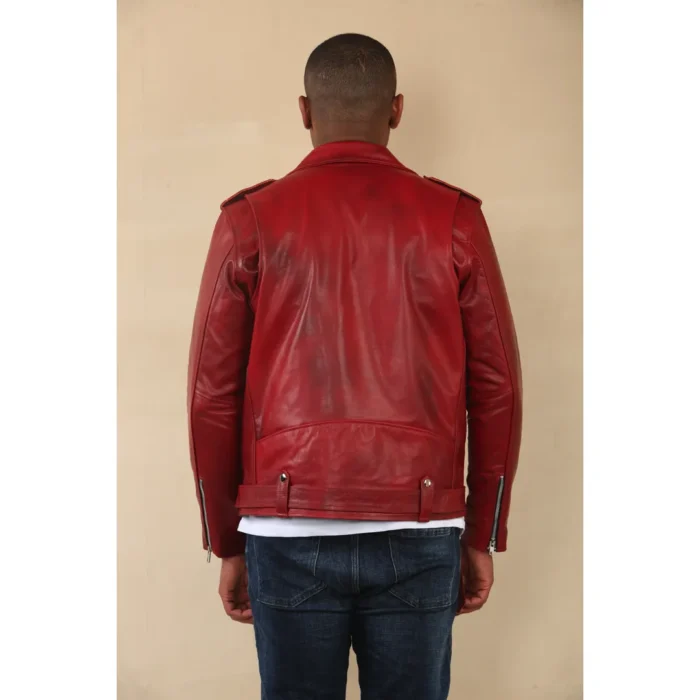 Men's Cow Hide Biker Brando Cross Zip Leather Jacket - Image 21